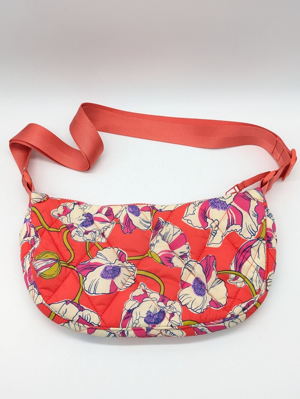 Vera Bradley Red Purple Floral Springbrook Sling Quilted Crossbody Purse Bag